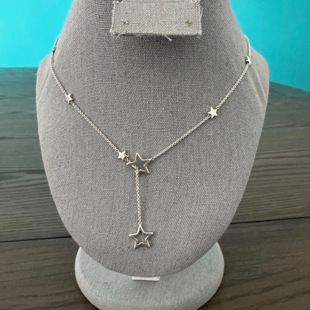 RARE Tiffany & Co. Sterling Silver Star Lariat Pendant Necklace